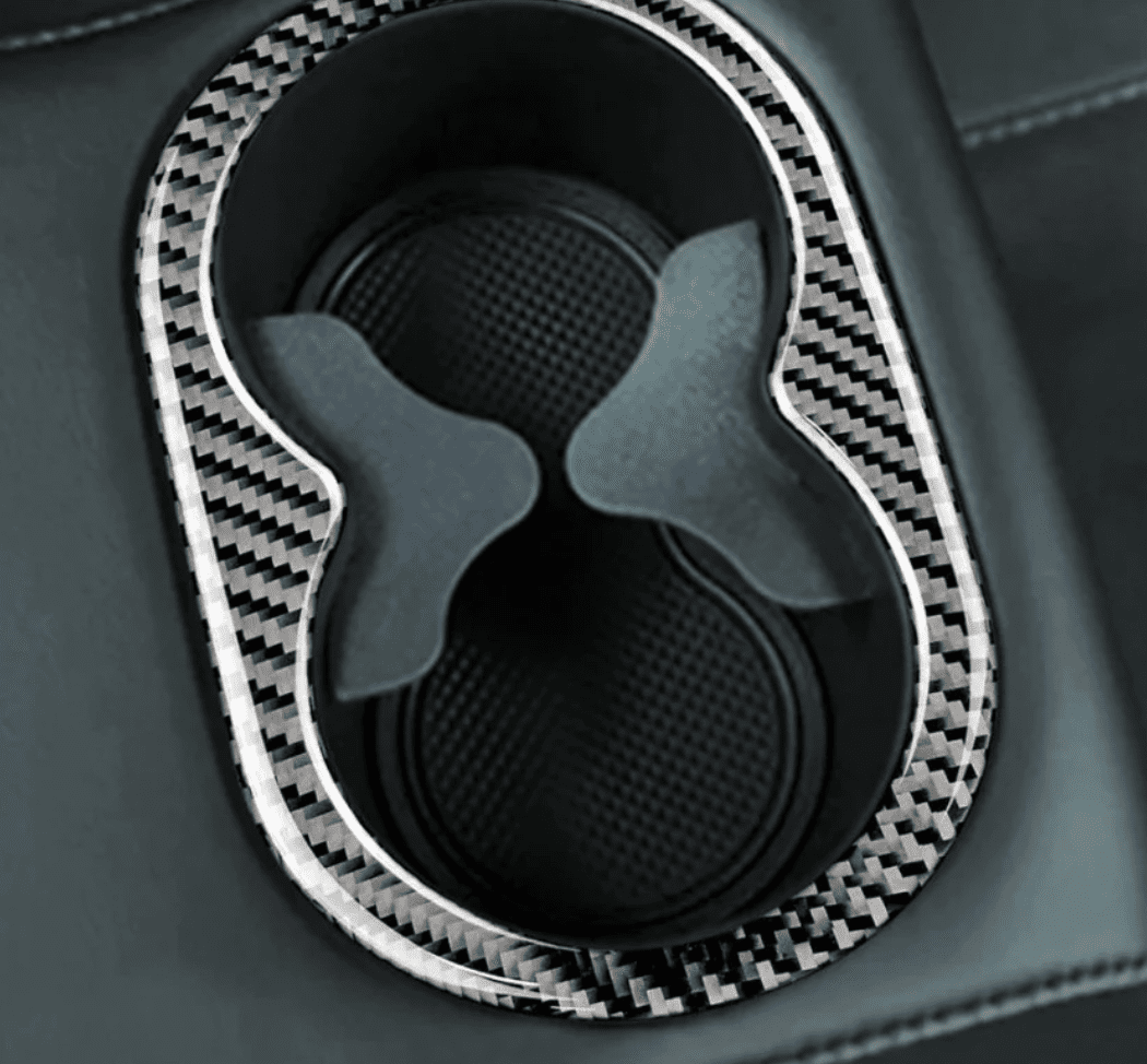 DynaCarbon Carbon Fiber Rear Center Arm Rest Cup Holder Trim Overlay 2015 - 2023 Challenger - Speedlogix