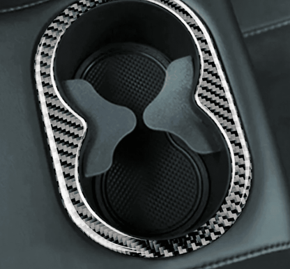 DynaCarbon Carbon Fiber Rear Center Arm Rest Cup Holder Trim Overlay 2015 - 2023 Challenger - Speedlogix