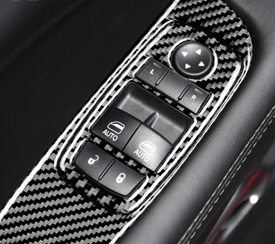 DynaCarbon Carbon Fiber Window Control Trim Overlay 2015 - 2023 Challenger - Speedlogix