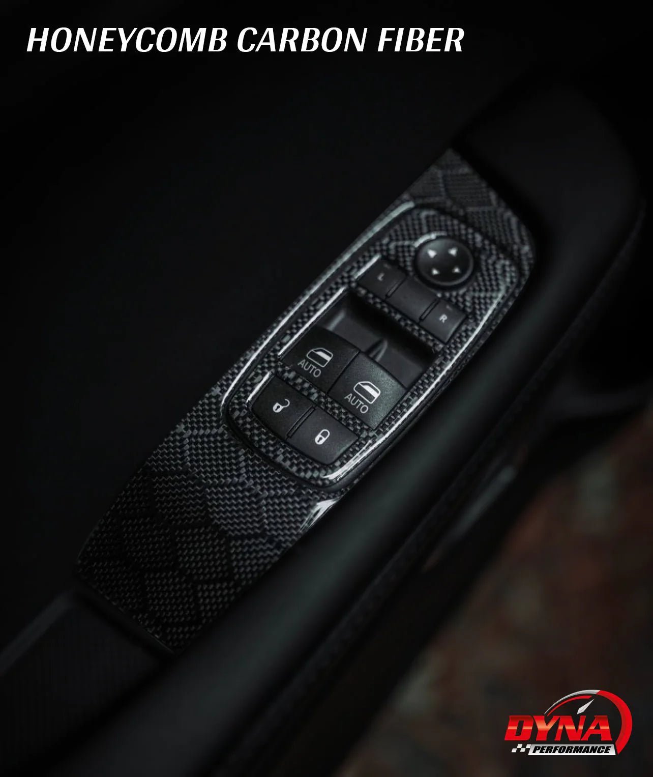 DynaCarbon Carbon Fiber Window Control Trim Overlay 2015 - 2023 Challenger - Speedlogix