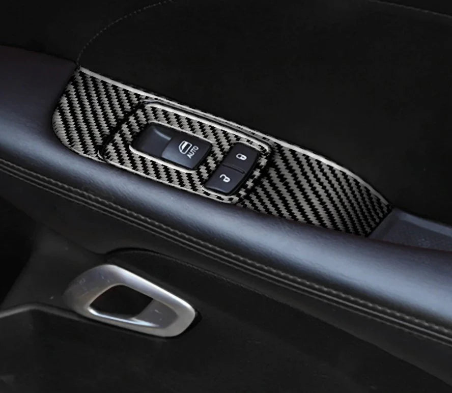 DynaCarbon Carbon Fiber Window Control Trim Overlay 2015 - 2023 Challenger - Speedlogix
