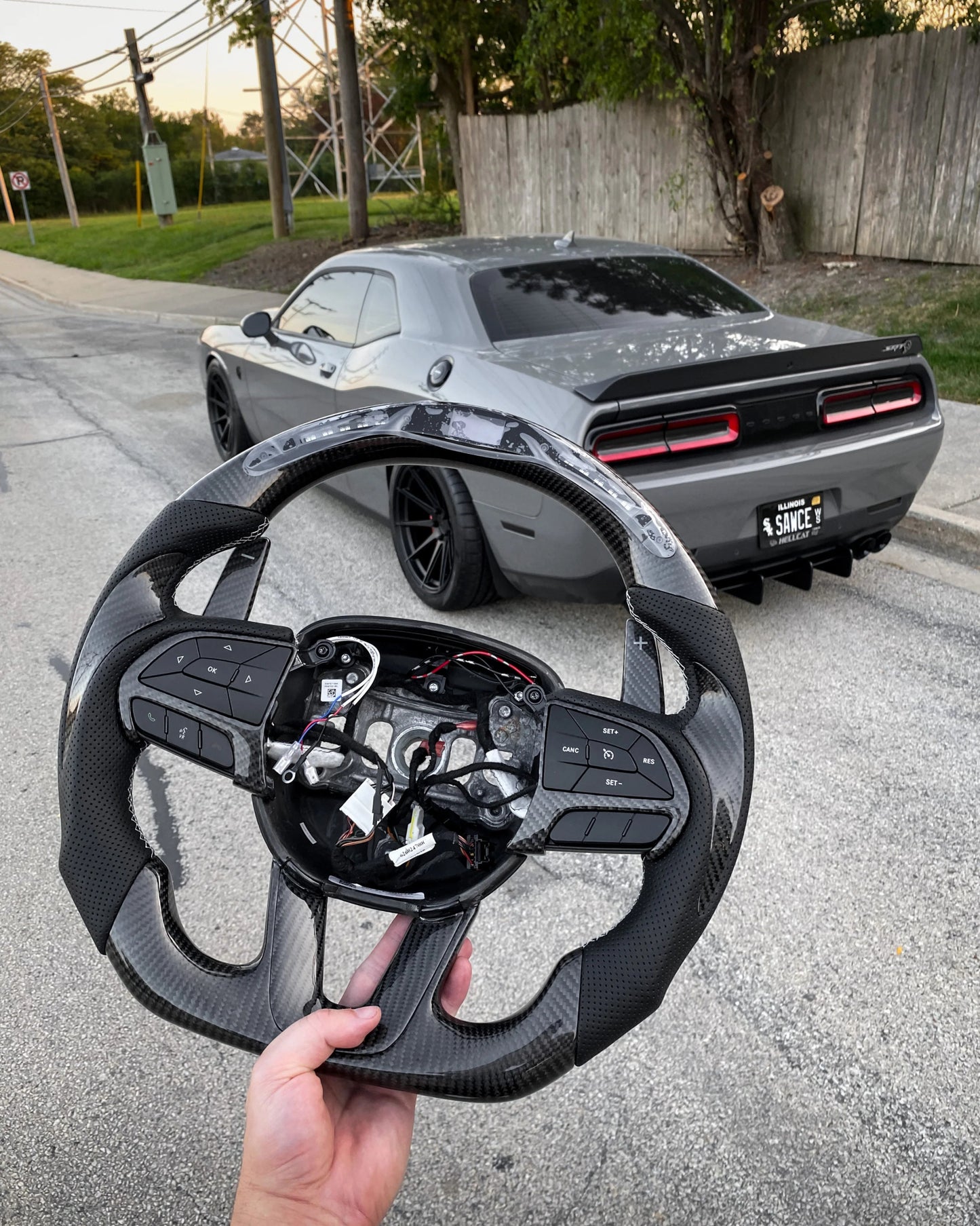 DynaCarbon Custom Carbon Fiber Steering Wheel w/ Top Stripe 2015 - 2023 Challenger - Speedlogix