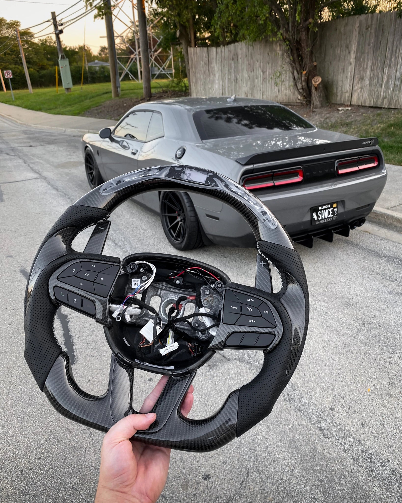 DynaCarbon Custom Carbon Fiber Steering Wheel w/ Top Stripe 2015 - 2023 Challenger - Speedlogix