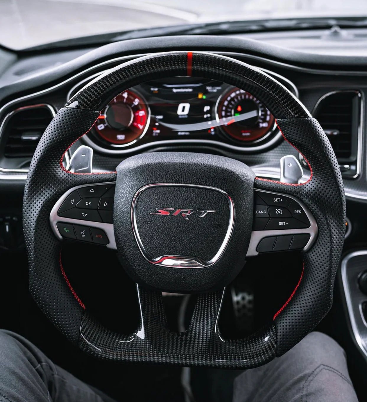 DynaCarbon Custom Carbon Fiber Steering Wheel w/ Top Stripe 2015 - 2023 Challenger - Speedlogix
