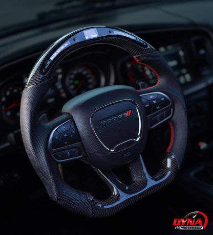 DynaCarbon Custom Carbon Fiber Steering Wheel w/ Top Stripe 2015 - 2023 Challenger - Speedlogix