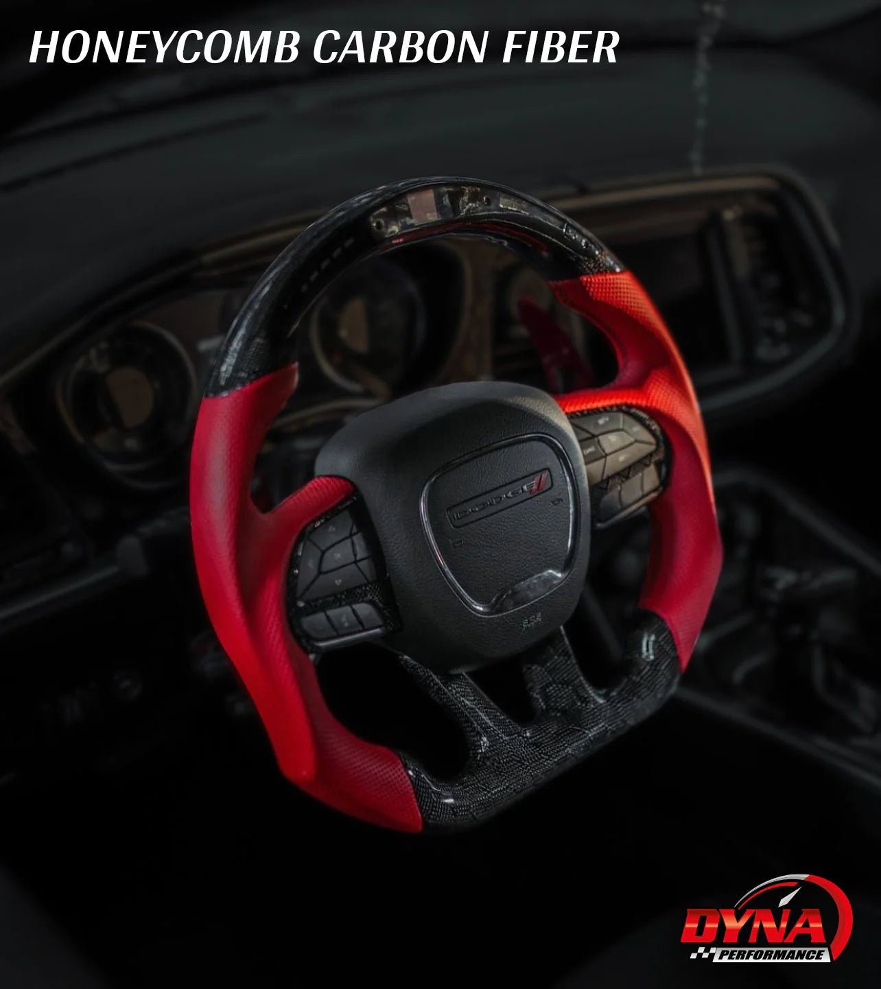 DynaCarbon Custom Carbon Fiber Steering Wheel w/ Top Stripe 2015 - 2023 Challenger - Speedlogix