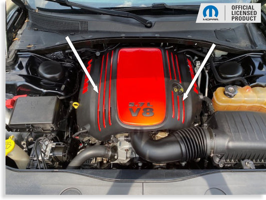 Engine Cover STRIPE Decals - 09 - 23 Challenger 5.7L - Speedlogix