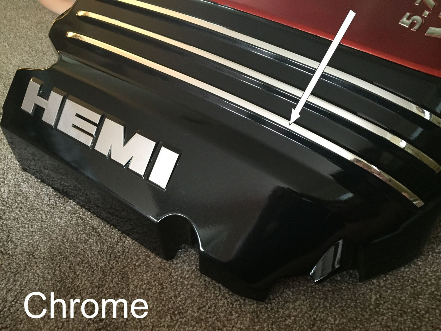 Engine Cover STRIPE Decals - 09 - 23 Challenger 5.7L - Speedlogix