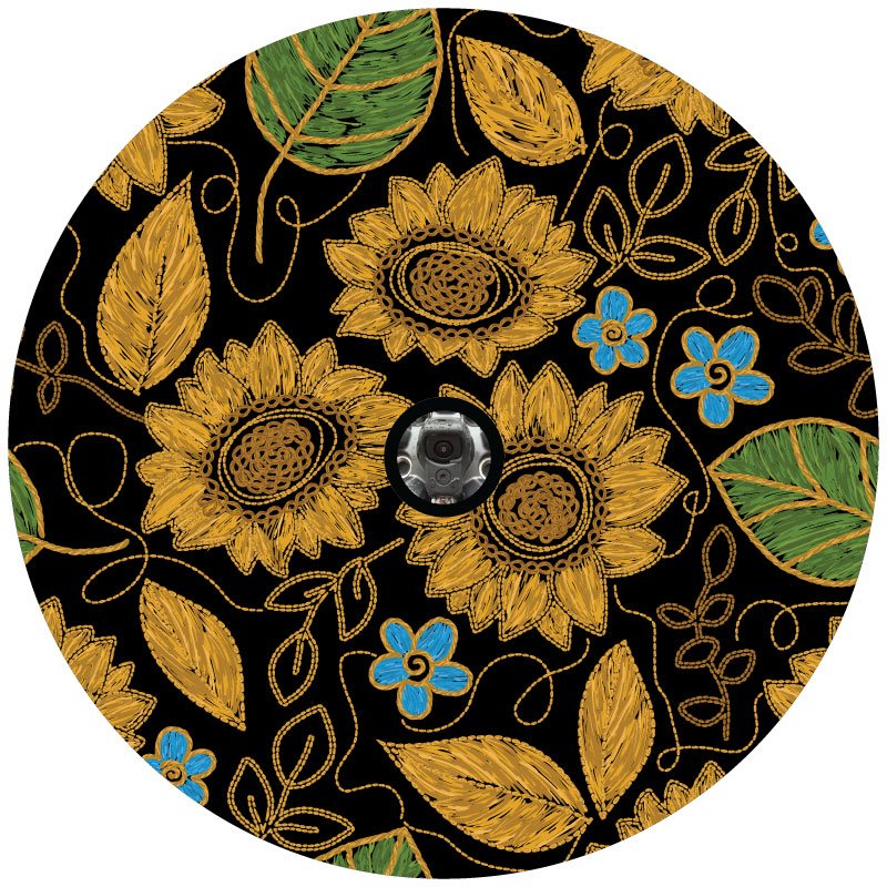 Faux Embroidered Sunflower Bronco Spare Tire Cover - Speedlogix