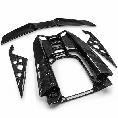 DF Upgrade Dry Carbon Fiber Engine Deck Rear Spoiler Wing Kit for Lamborghini Revuelto