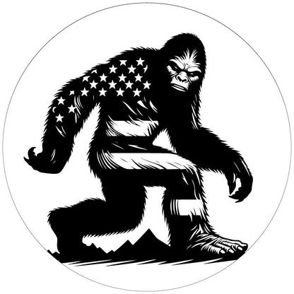 Fierce American Flag Sasquatch Spare Tire Cover • Made To Order For Bronco, Jeep, RV, Camper, Trailers, & More - Speedlogix