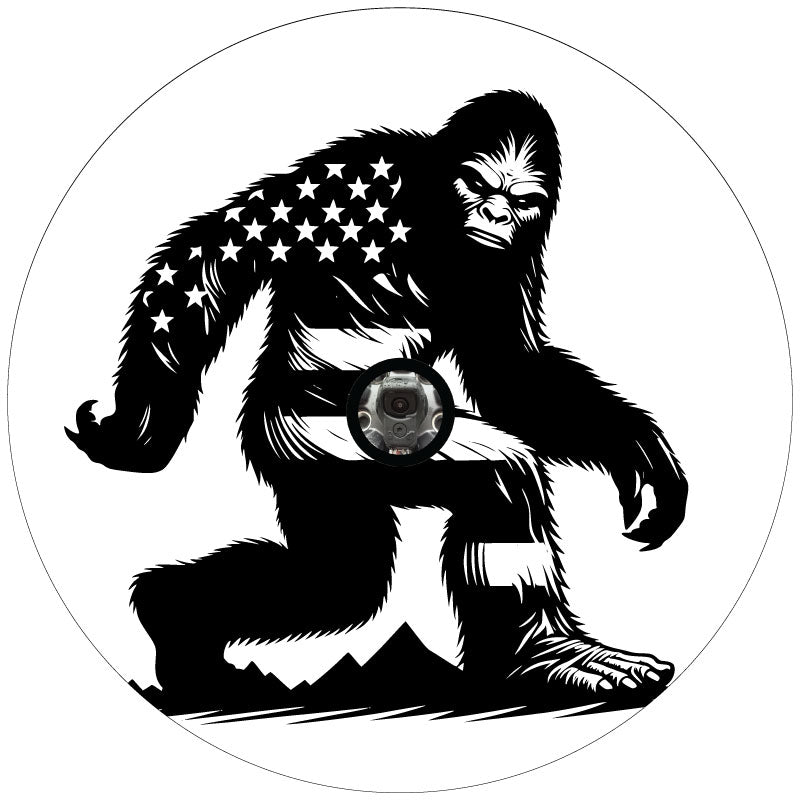 Fierce American Flag Sasquatch Spare Tire Cover • Made To Order For Bronco, Jeep, RV, Camper, Trailers, & More - Speedlogix