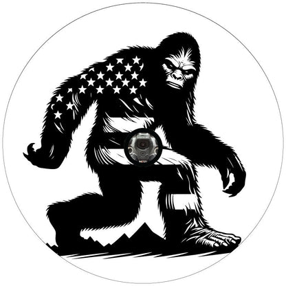 Fierce American Flag Sasquatch Spare Tire Cover • Made To Order For Bronco, Jeep, RV, Camper, Trailers, & More - Speedlogix