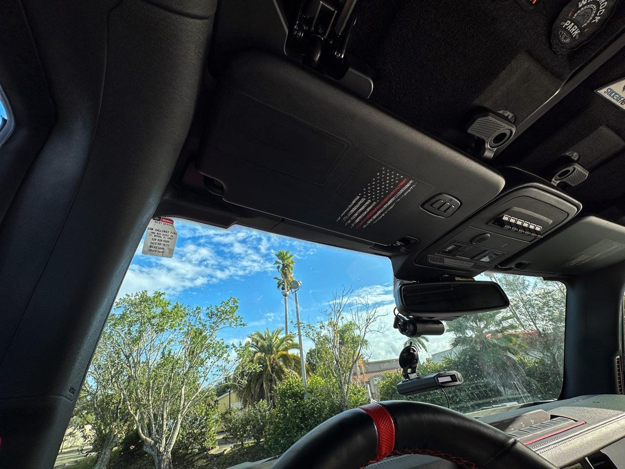 Flag Sun Visor Warning Overlays - 2021+ Bronco / 2024+ Ranger Raptor - Speedlogix