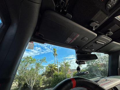 Flag Sun Visor Warning Overlays - 2021+ Bronco / 2024+ Ranger Raptor - Speedlogix