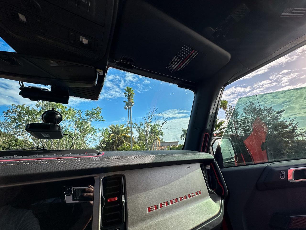 Flag Sun Visor Warning Overlays - 2021+ Bronco / 2024+ Ranger Raptor - Speedlogix