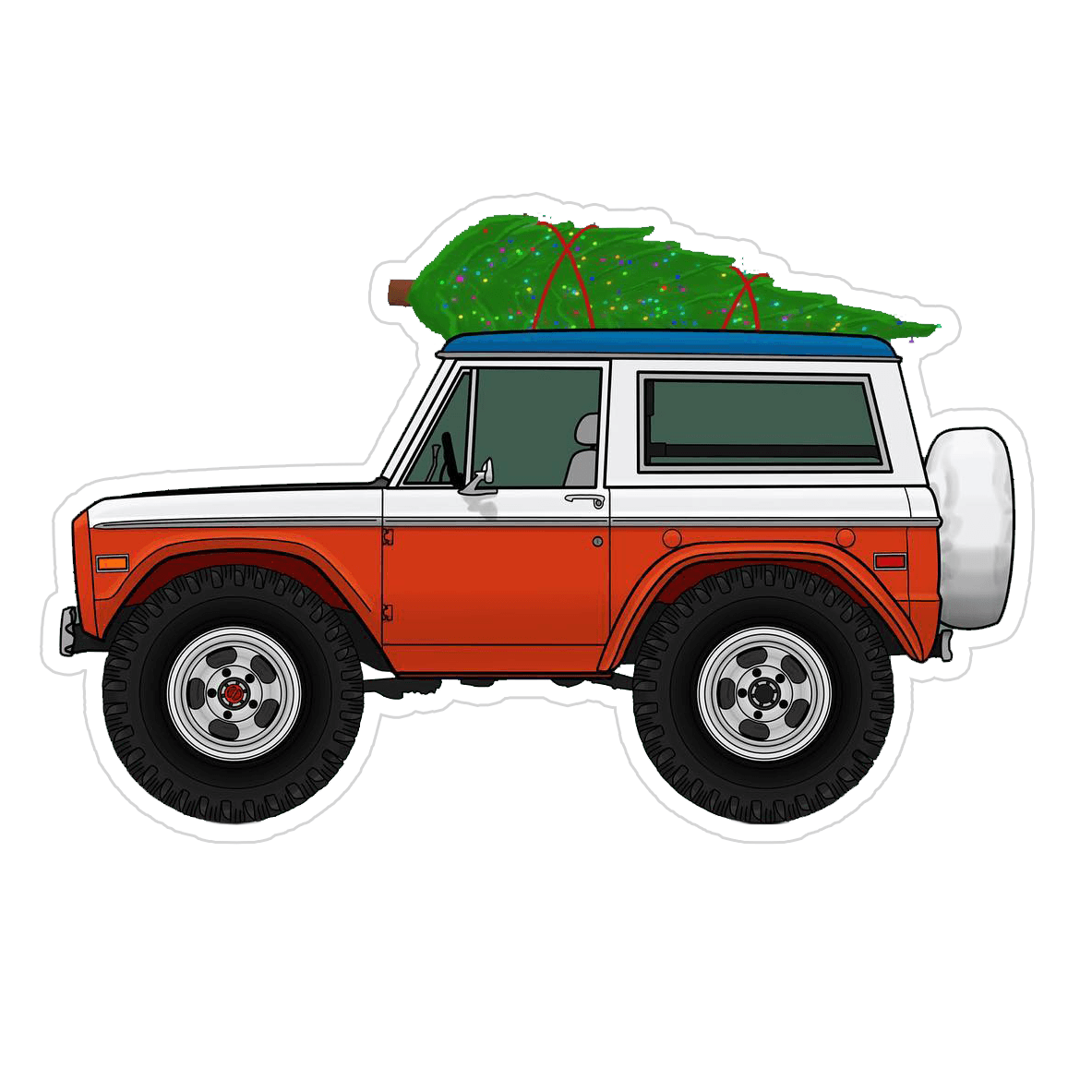 Ford Bronco Christmas - Themed Vinyl Decal / Sticker - Speedlogix