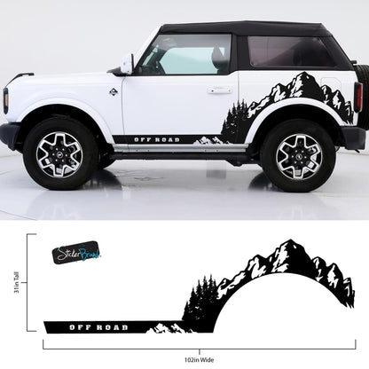 Ford Bronco Off Road Graphic Decal Sticker. Mountain Forest Overland Design. 6998 - Speedlogix