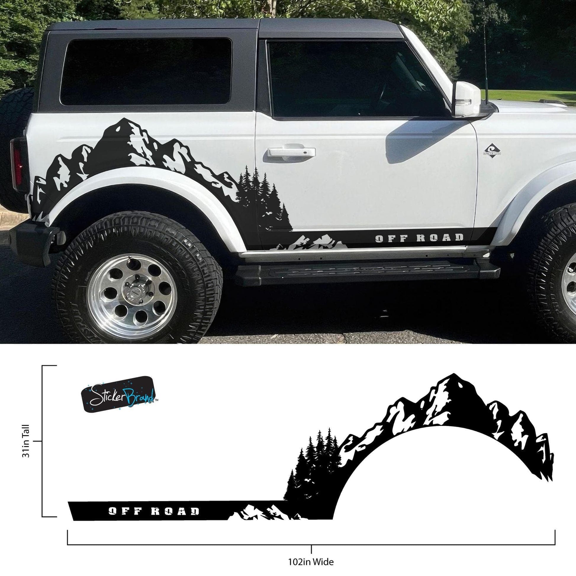 Ford Bronco Off Road Graphic Decal Sticker. Mountain Forest Overland Design. 6998 - Speedlogix