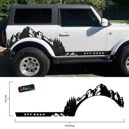 Ford Bronco Off Road Graphic Decal Sticker. Mountain Forest Overland Design. 6998 - Speedlogix