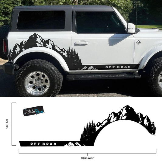 Ford Bronco Off Road Graphic Decal Sticker. Mountain Forest Overland Design. 6998 - Speedlogix