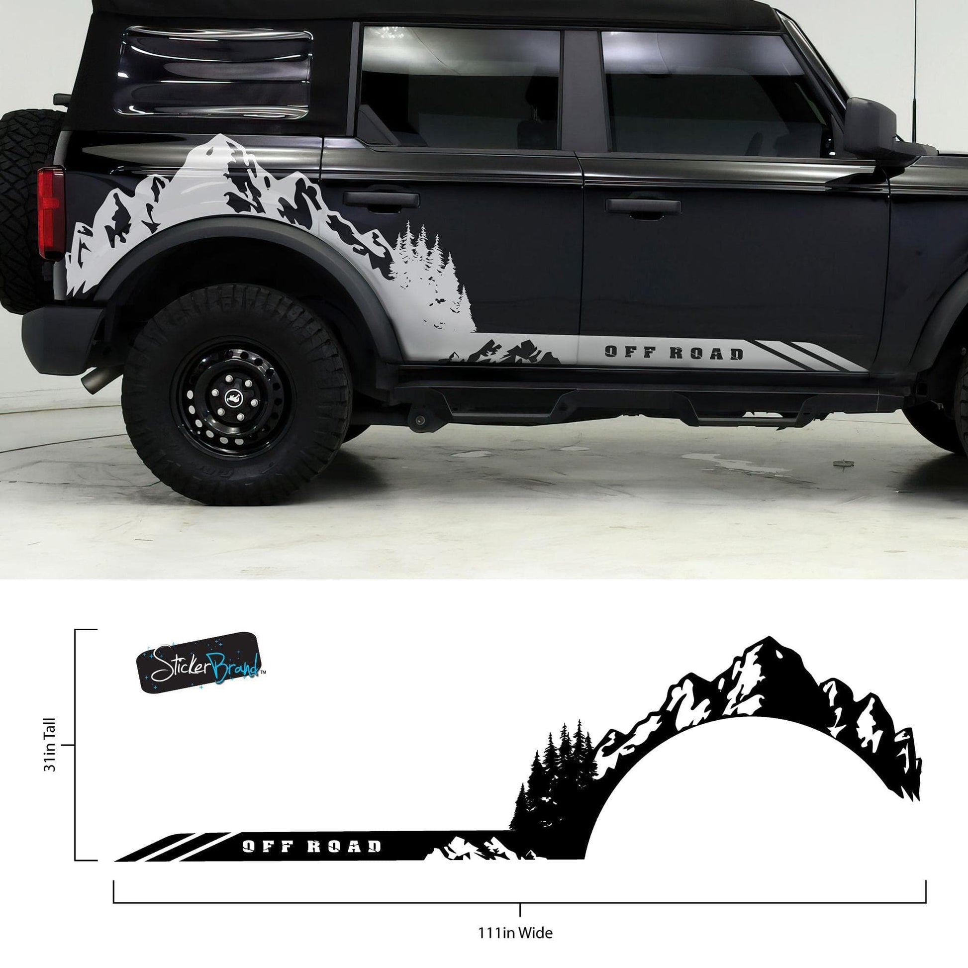 Ford Bronco Off Road Graphic Decal Sticker. Mountain Forest Overland Design. 6998 - Speedlogix