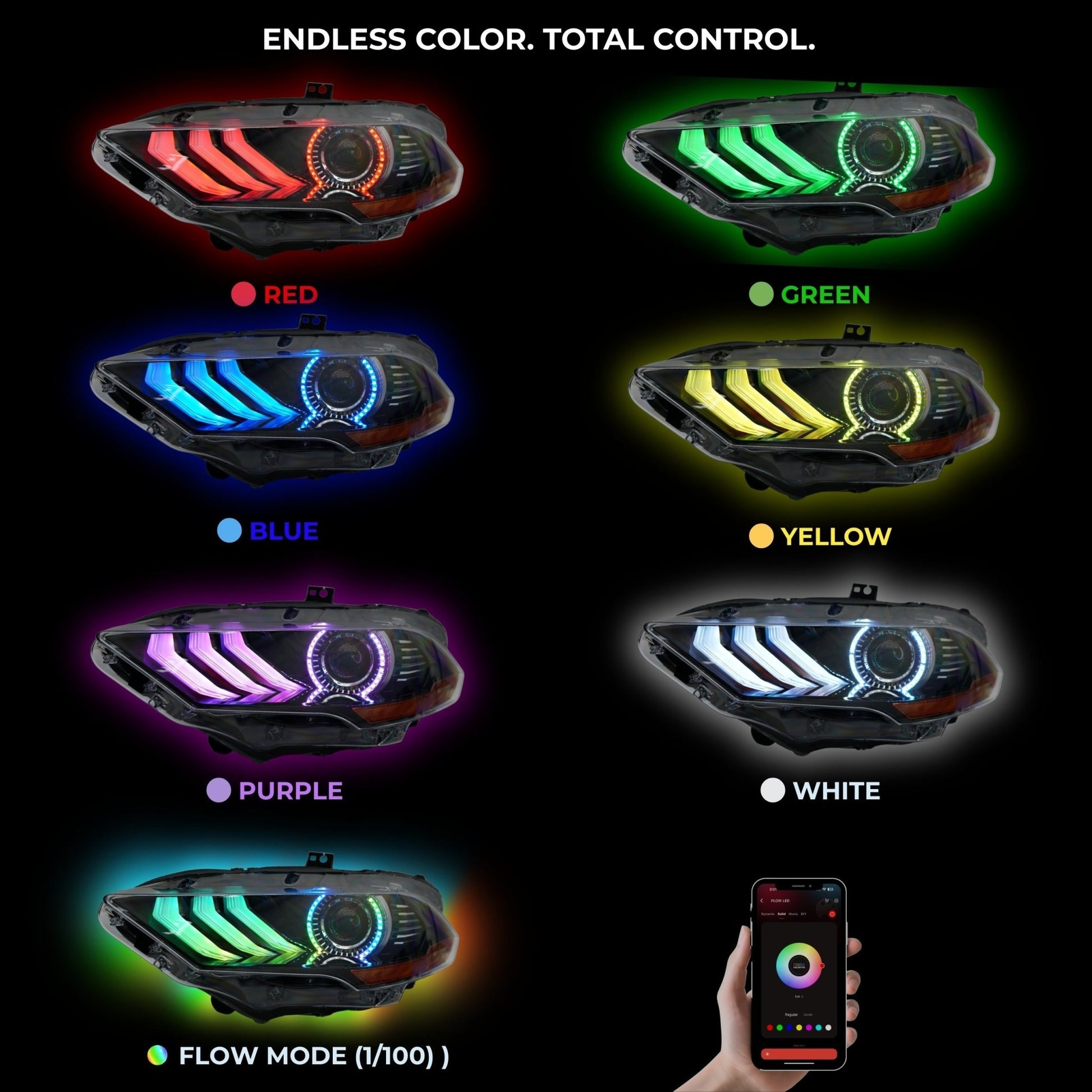 Ford Mustang Multicolor Flow Series DRL Boards (2018 - 2023) - Speedlogix