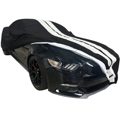 Ford Mustang Ultraguard Plus Car Cover - 300D Indoor/Outdoor Protection - Black with Gray Stripes - Speedlogix