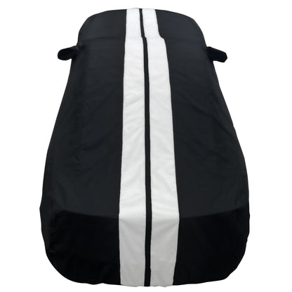 Ford Mustang Ultraguard Plus Car Cover - 300D Indoor/Outdoor Protection - Black with Gray Stripes - Speedlogix
