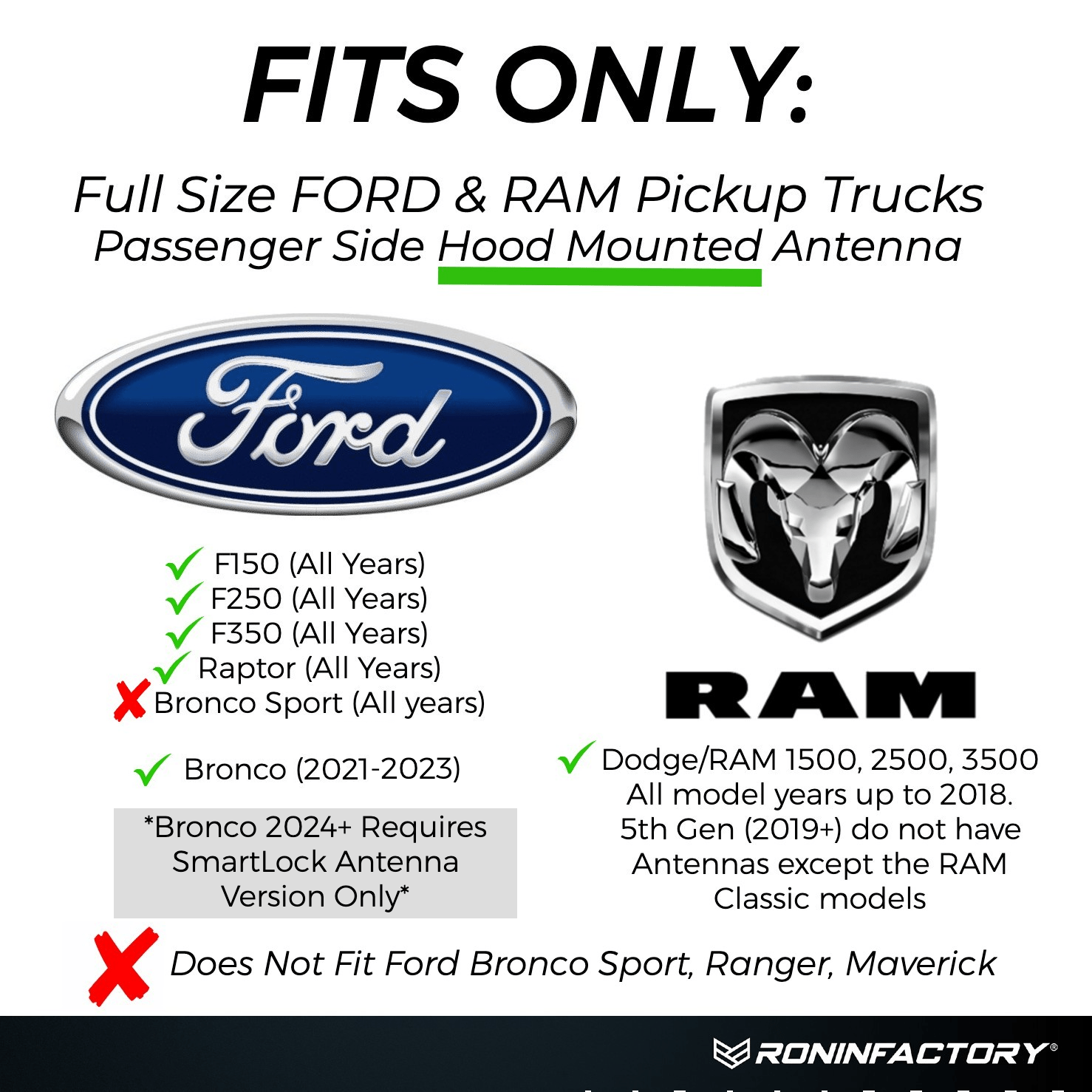 FORD TUFFLOCK® SHORT ANTENNA (4 INCH) - Speedlogix