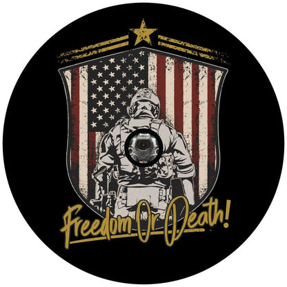 Freedom or Death Soldier + American Flag Bronco Spare Tire Cover - Speedlogix