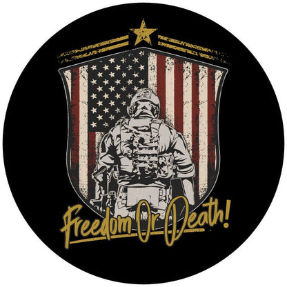 Freedom or Death Soldier + American Flag Bronco Spare Tire Cover - Speedlogix