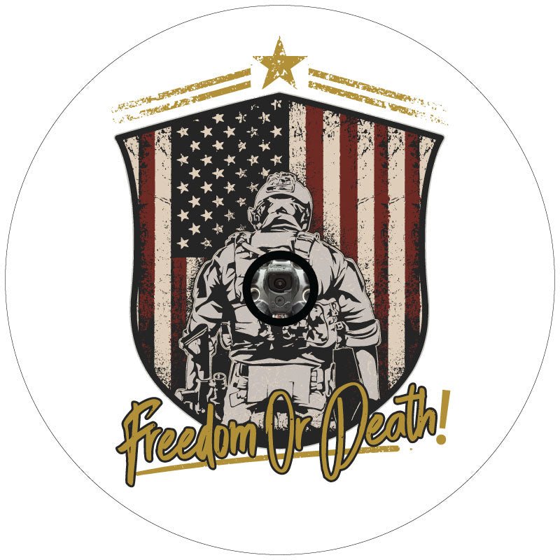 Freedom or Death Soldier + American Flag Bronco Spare Tire Cover - Speedlogix