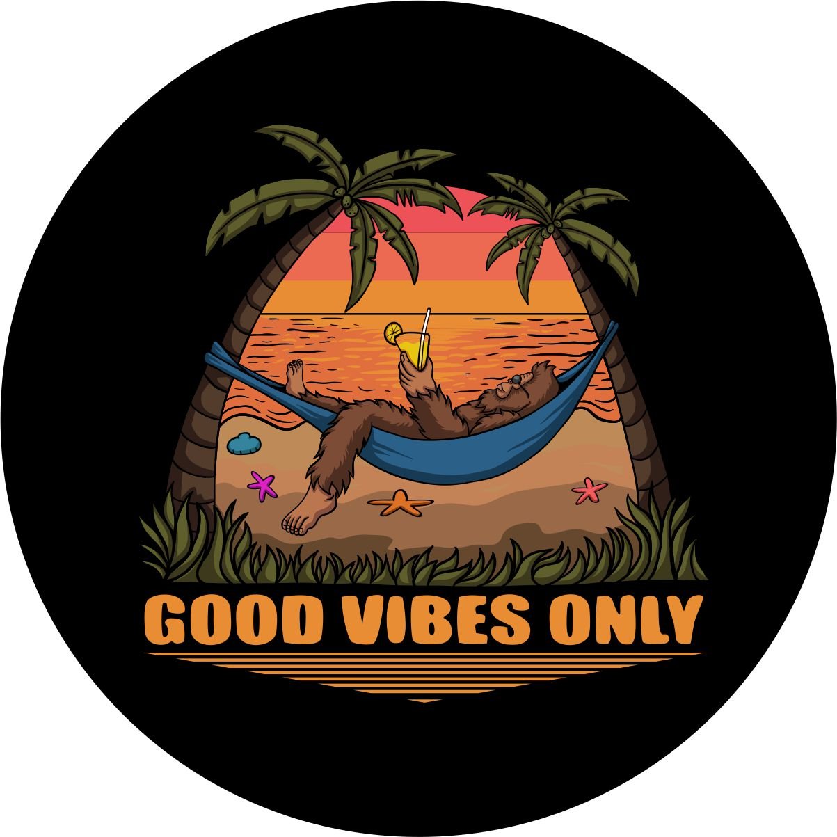 Good Vibes Only Sasquatch Bigfoot Bronco Spare Tire Cover - Speedlogix