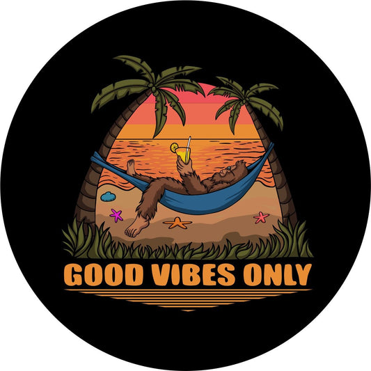 Good Vibes Only Sasquatch Bigfoot Bronco Spare Tire Cover - Speedlogix