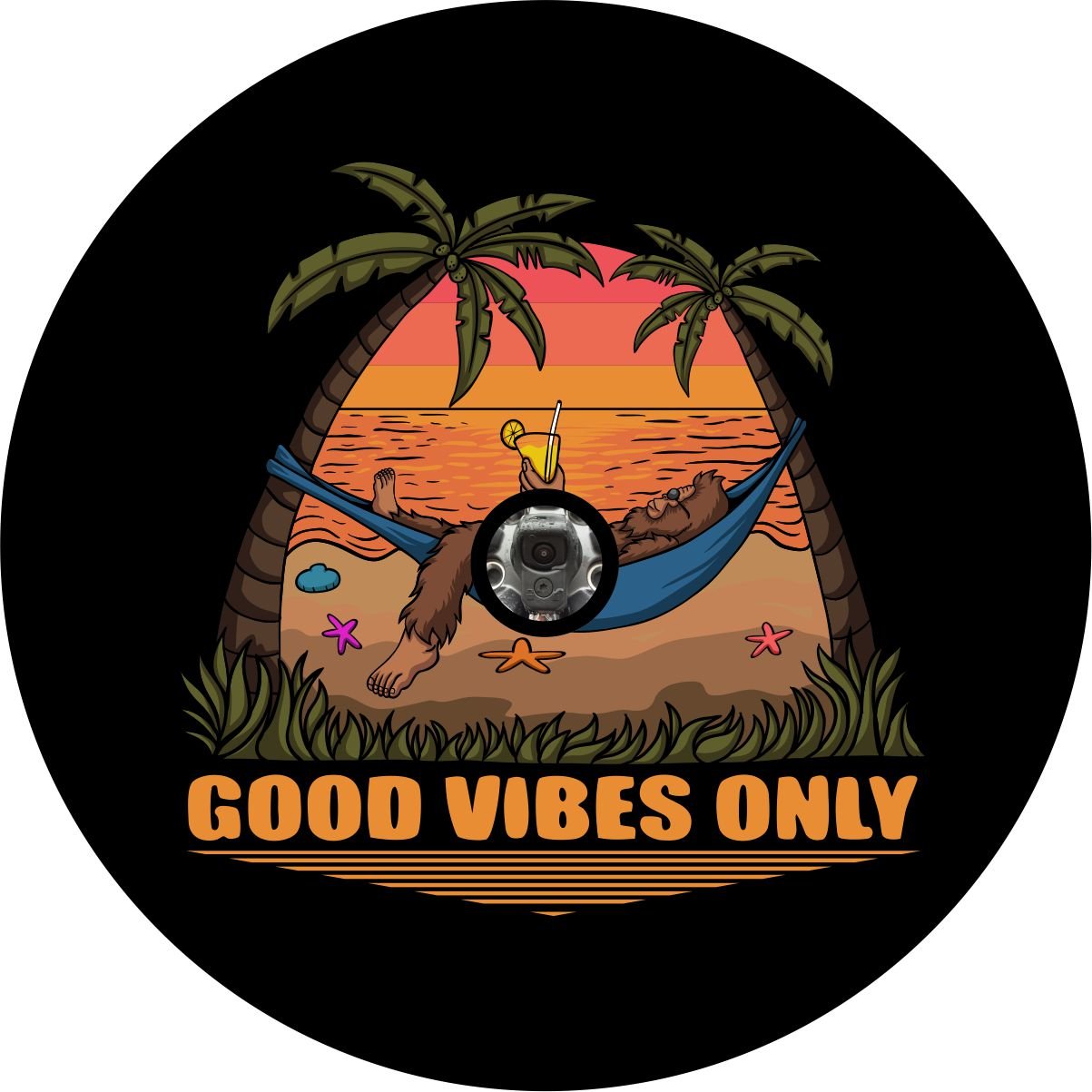 Good Vibes Only Sasquatch Bigfoot Bronco Spare Tire Cover - Speedlogix