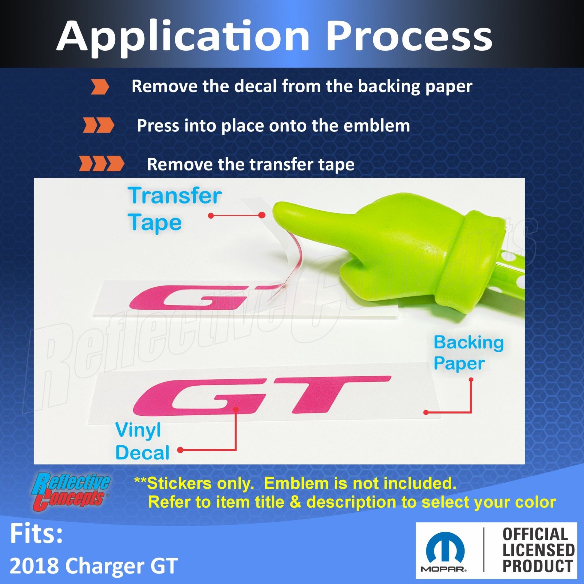 GT Emblem Overlay Decals - Dodge Charger GT - Speedlogix
