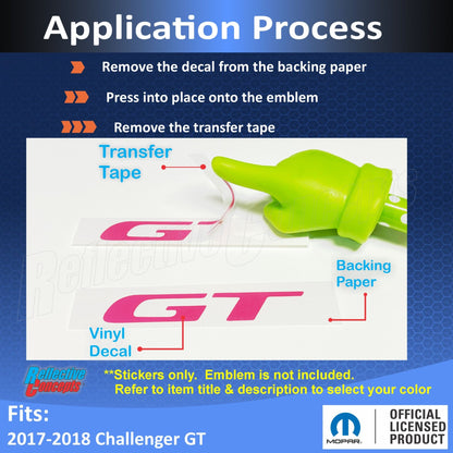 GT Fender Emblem Overlay Decals - 2017 - 2018 Dodge Challenger GT - Speedlogix