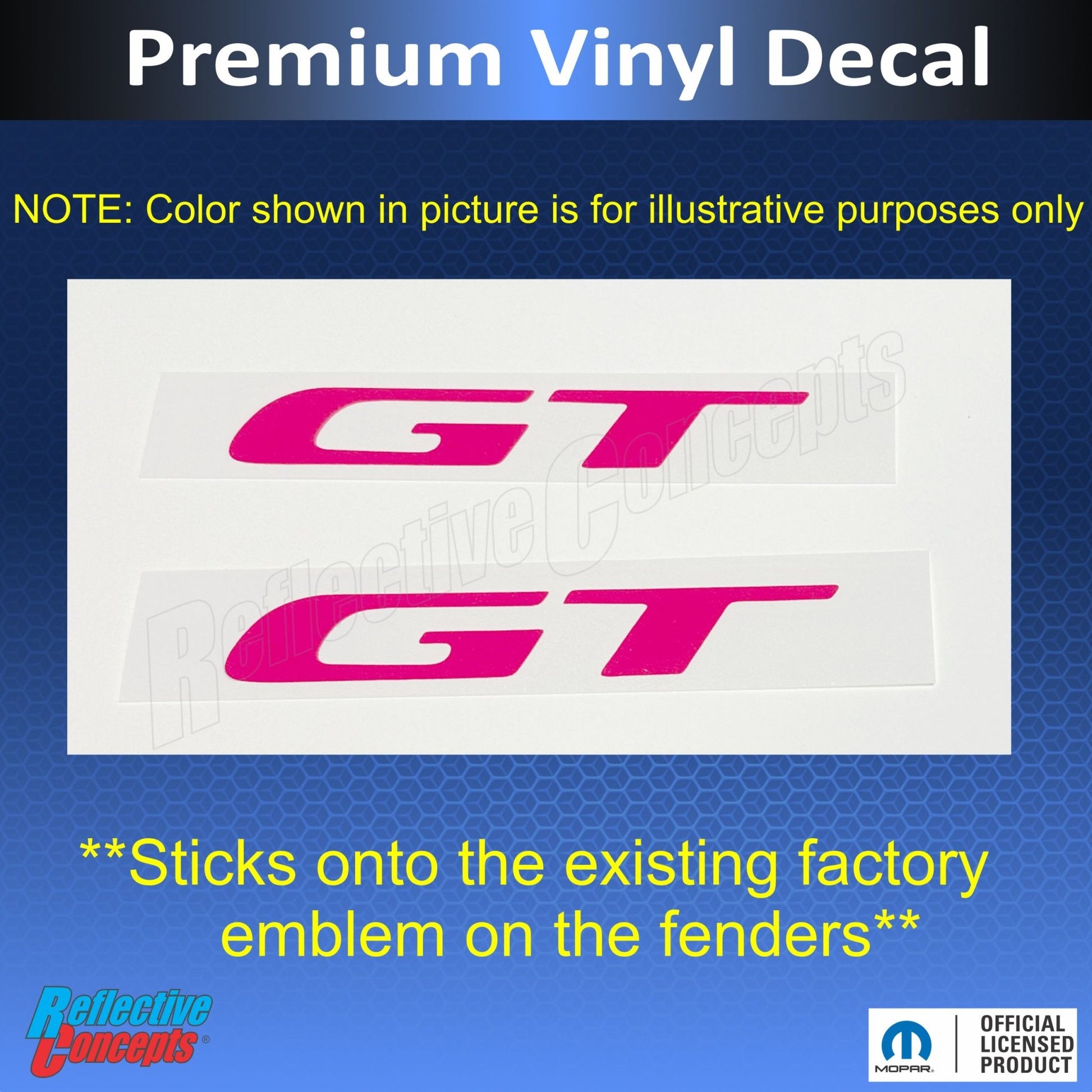 GT Fender Emblem Overlay Decals - 2017 - 2018 Dodge Challenger GT - Speedlogix