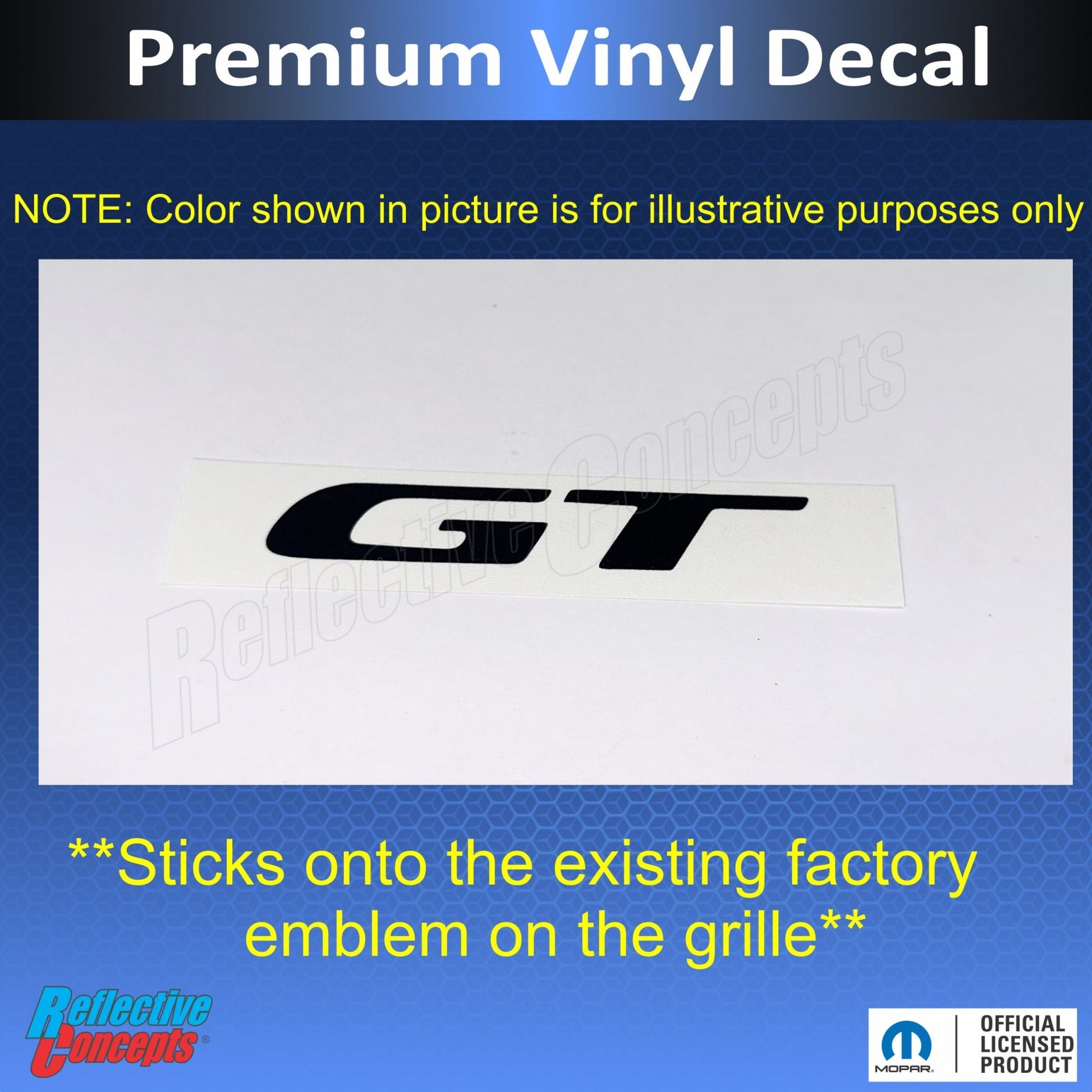 GT Grille Emblem Overlay Decal - 2019 - 2023 Dodge Challenger GT - Speedlogix