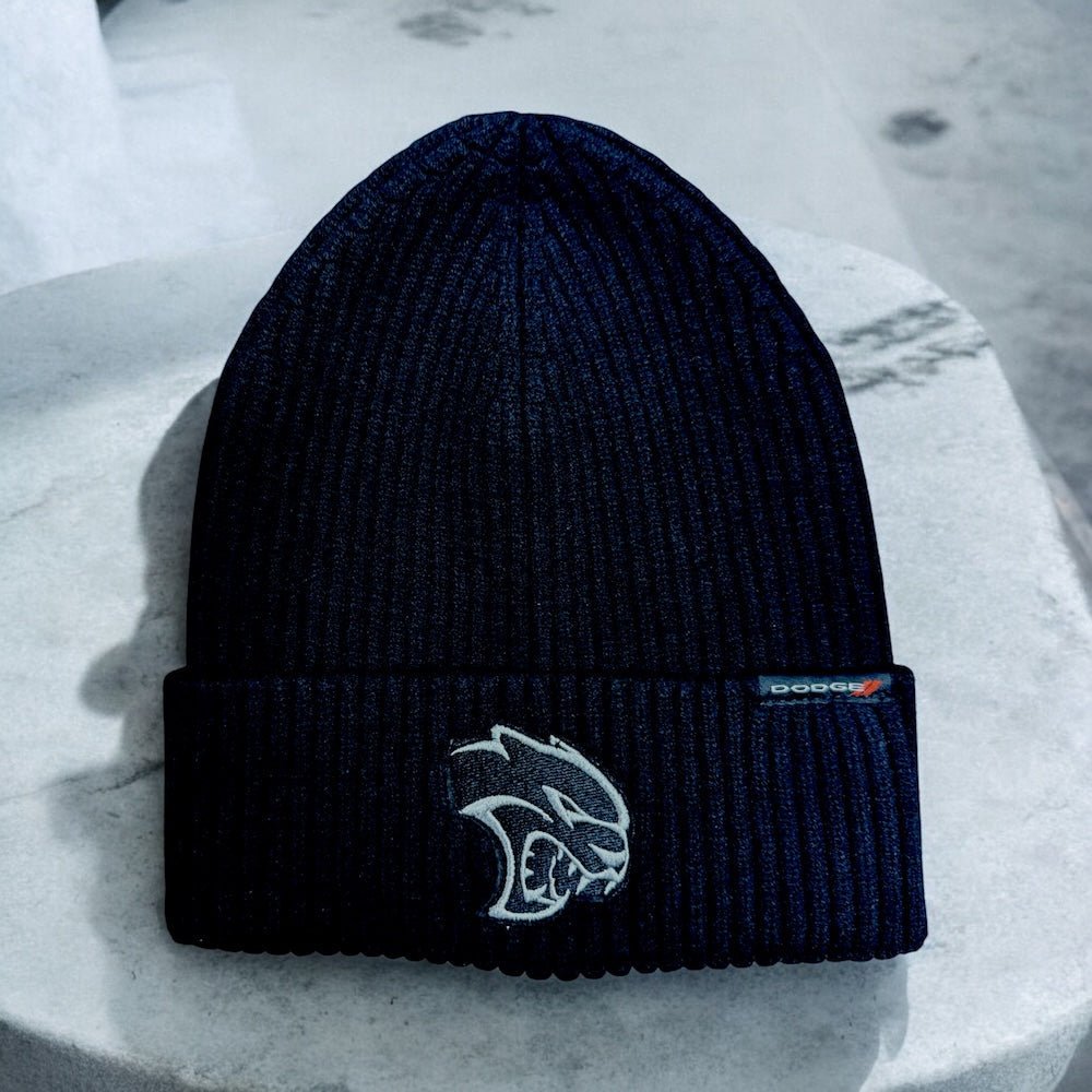 Hat - Dodge Hellcat Flip Knit Patch - Black - Speedlogix