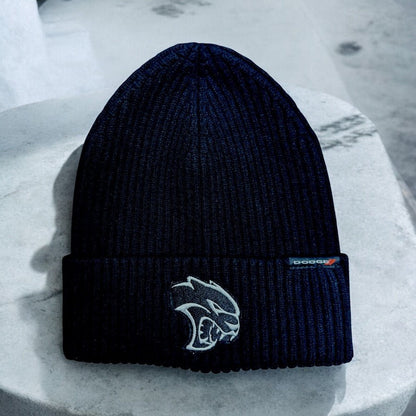 Hat - Dodge Hellcat Flip Knit Patch - Black - Speedlogix