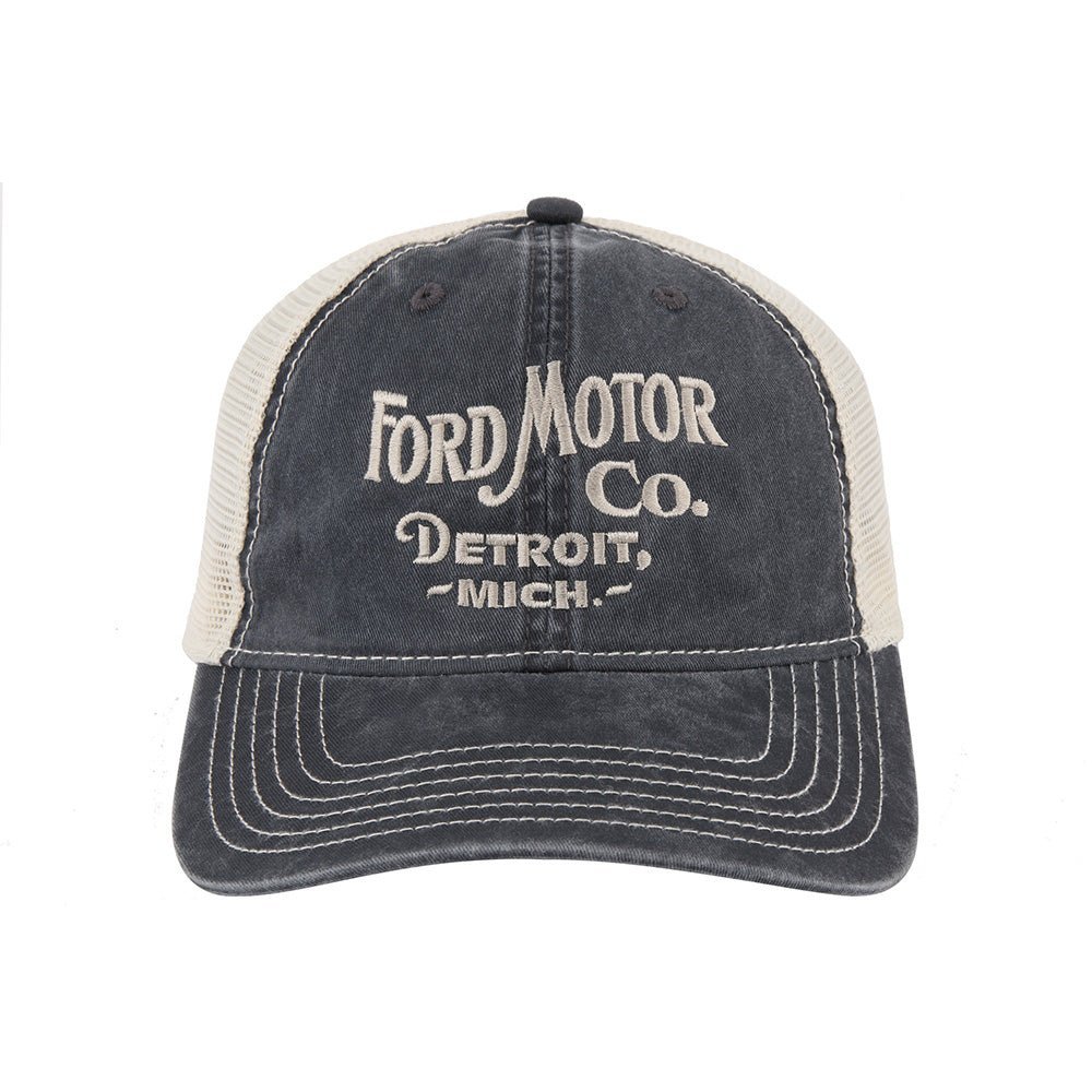 Hat - Ford Vintage Font Low Profile Trucker - Steel Blue/Khaki - Speedlogix