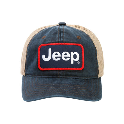 Hat - Jeep Coated Chino Twill Patch - Navy/Khaki - Speedlogix