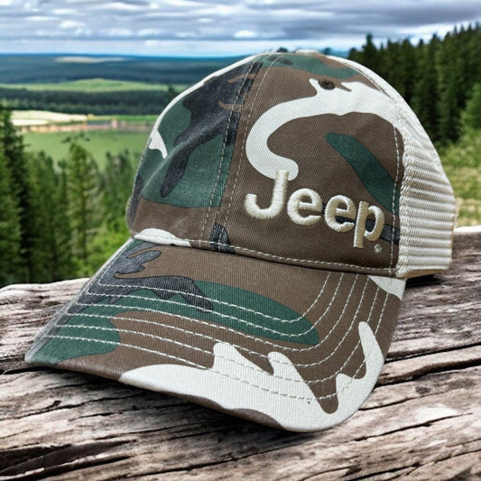 Hat - Jeep Garment Washed Trucker - Camo - Speedlogix