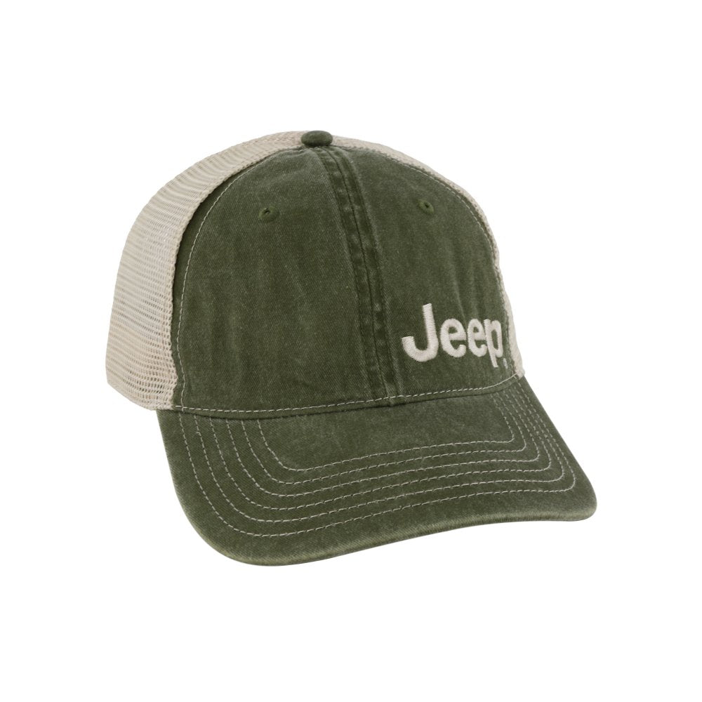 Hat - Jeep Garment Washed Trucker - Drab Green - Speedlogix