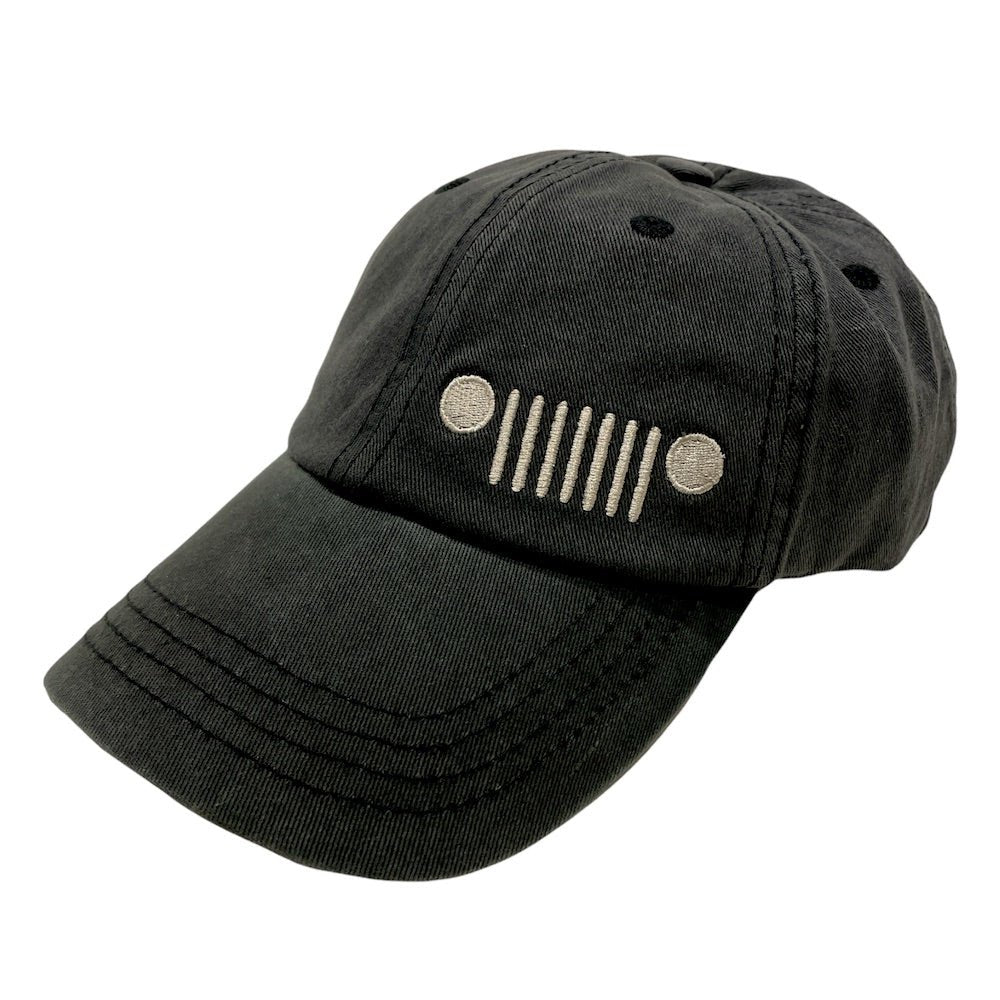 Hat - Jeep Grille Chino Twill Hat - Washed Black - Speedlogix