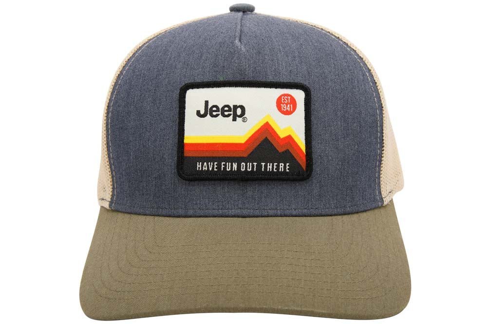 Hat - Jeep Have Fun Out There Trucker Patch Hat - Charcoal/Olive/Khaki - Speedlogix