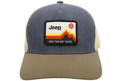 Hat - Jeep Have Fun Out There Trucker Patch Hat - Charcoal/Olive/Khaki - Speedlogix