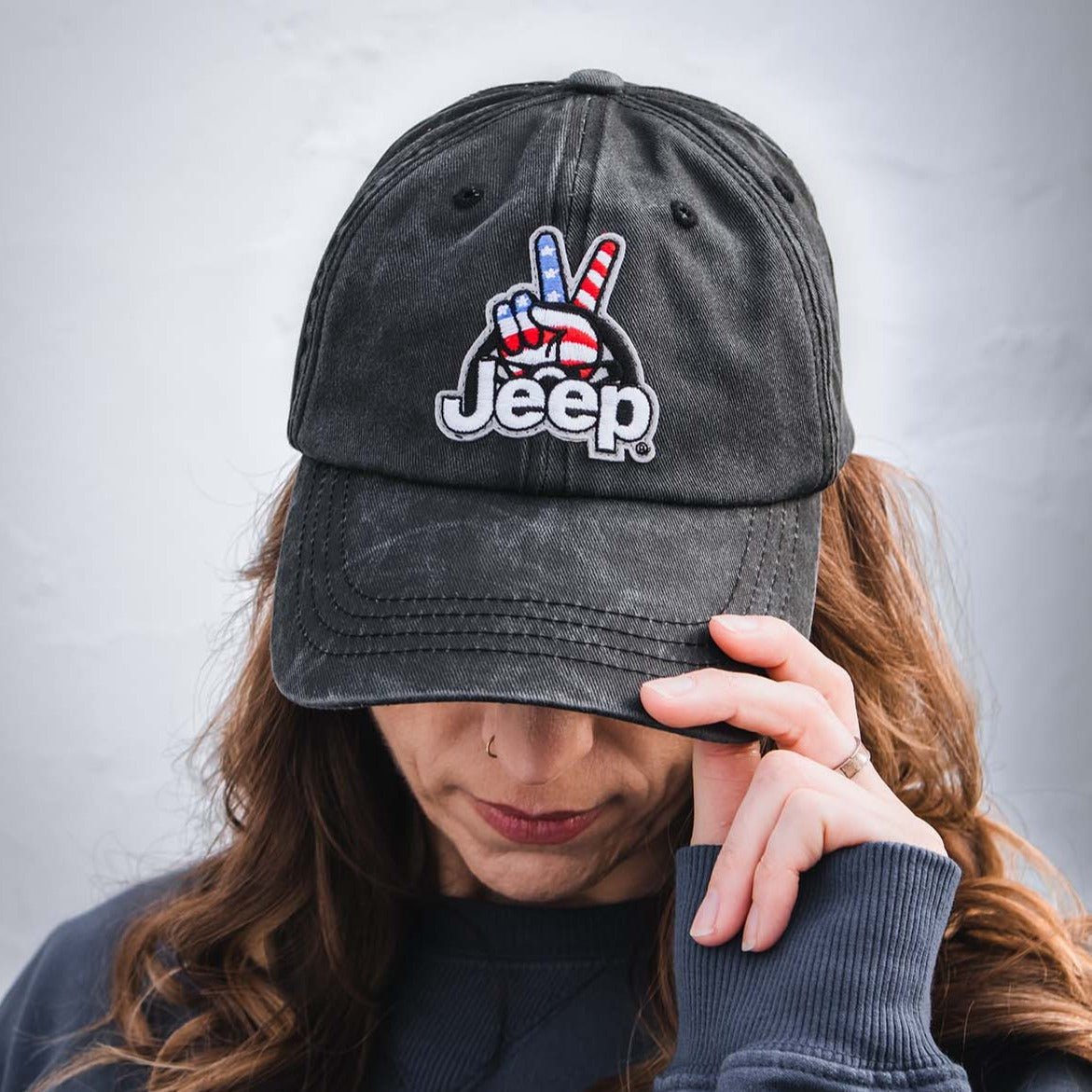 Hat - Jeep Wave USA Chino Twill Patch Hat - Washed Black - Speedlogix